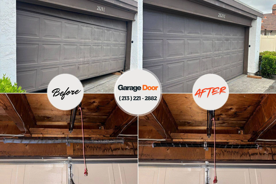 Before and after: garage door repair Eaton, IN
